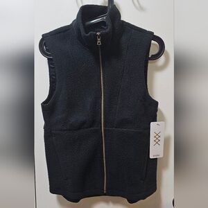 Rhone Women’s Aloft Fleece Vest Sz XS Black Logo Pockets New $128